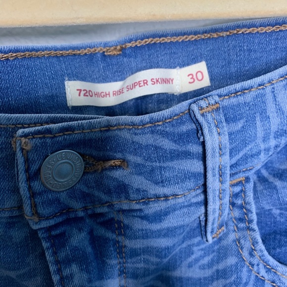 Levi's 720 High Rise Super Skinny Zebra Jeans 30 - Picture 5 of 7